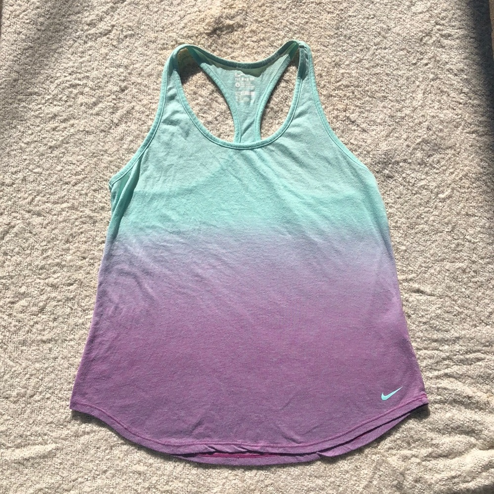 Ombré turquoise to purple anime Dri Fit tank 🐬💜